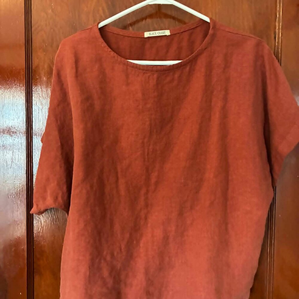 Black Crane Linen Top & Bottom